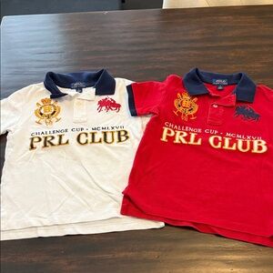 Polo by Ralph Lauren Kids Polo Shirts - White and Red with Navy Collars